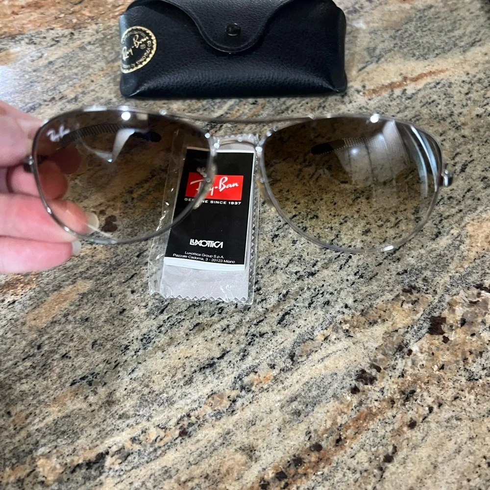 Ray-Ban Silver Frame Sunglasses with Brown Gradient Lenses - Picture 2 of 4